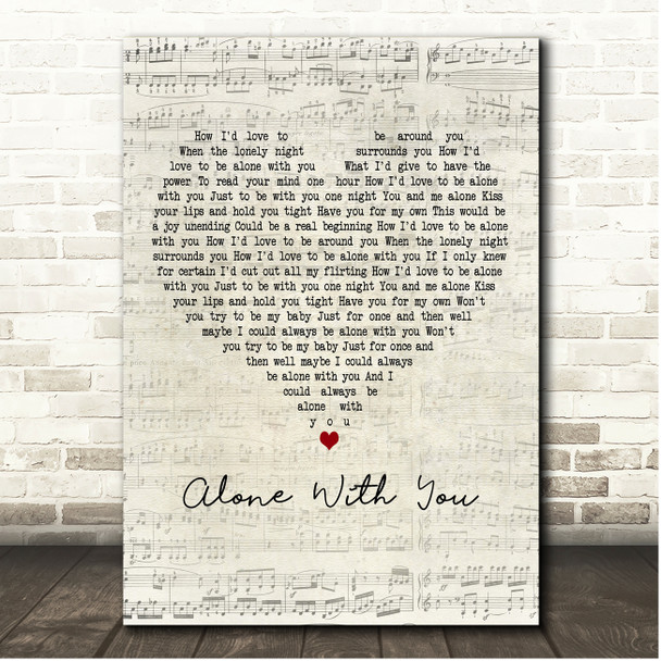 Faron Young Alone With You Script Heart Song Lyric Print