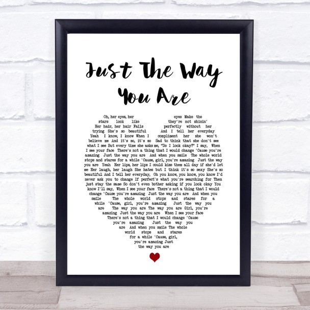 Just The Way You Are Bruno Mars Heart Song Lyric Music Wall Art Print