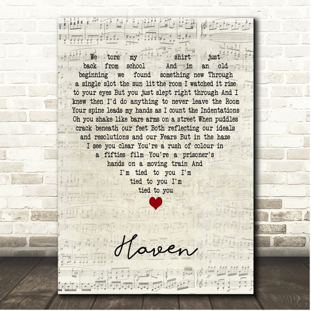 All The Luck In The World Haven Script Heart Song Lyric Print