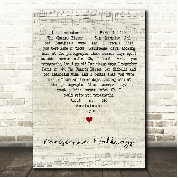 Gary Moore Parisienne Walkways Script Heart Song Lyric Print