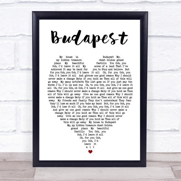 Budapest George Ezra Heart Song Lyric Music Wall Art Print