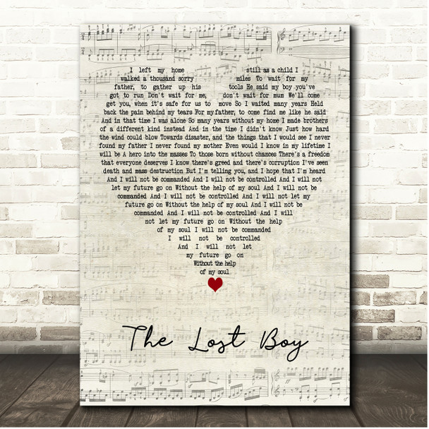 Greg Holden The Lost Boy Script Heart Song Lyric Print
