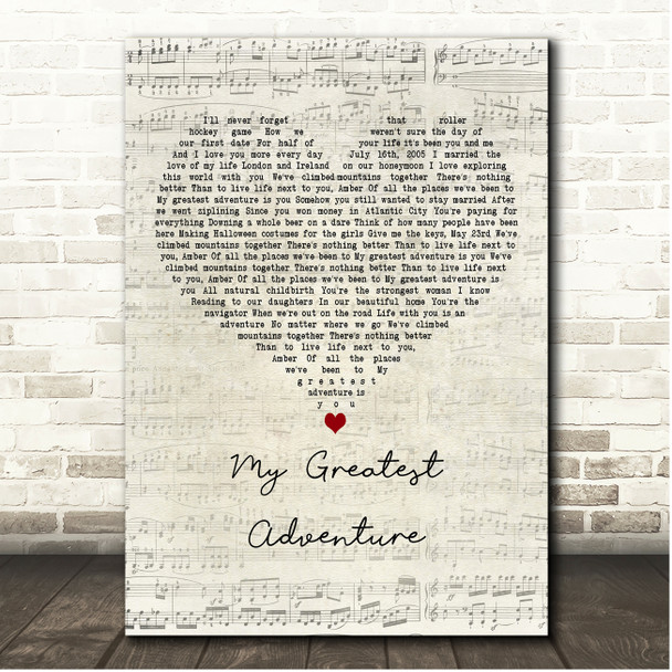 Amanda Nordelius My Greatest Adventure Script Heart Song Lyric Print