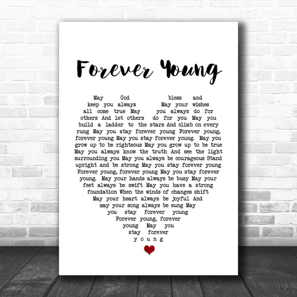 Forever Young Bob Dylan Heart Song Lyric Music Wall Art Print