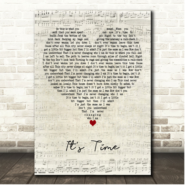 Imagine Dragons It's Time Script Heart Song Lyric Print