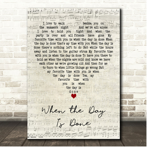 Isla Grant When the Day Is Done Script Heart Song Lyric Print