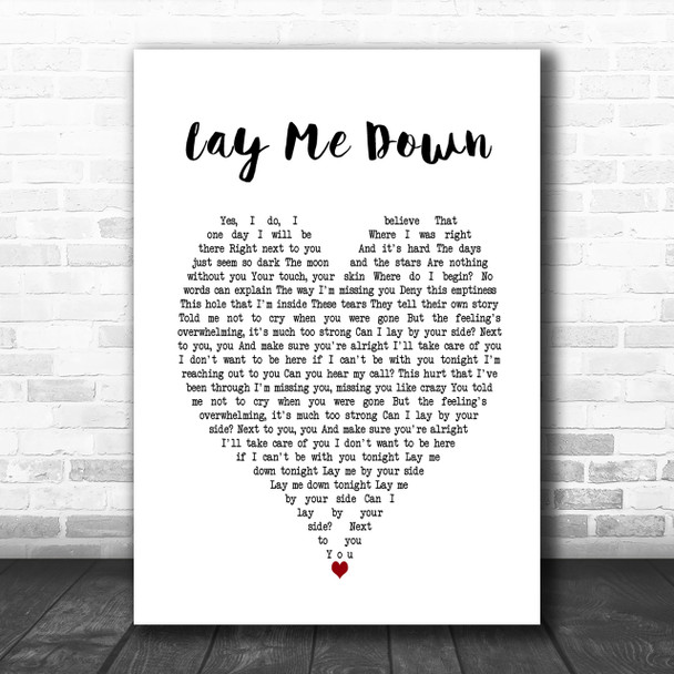 Lay Me Down Sam Smith Heart Song Lyric Music Wall Art Print