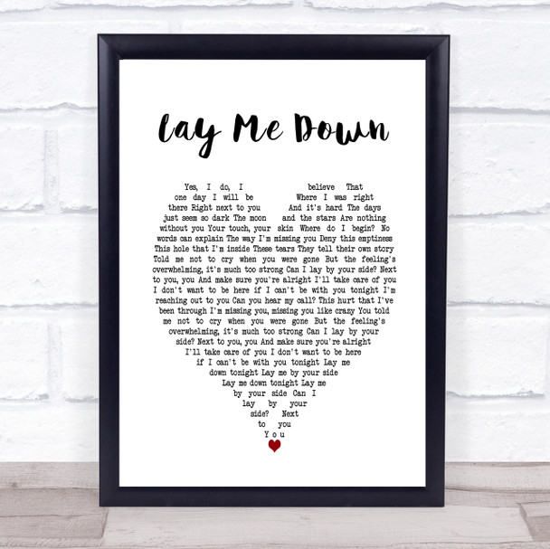 Lay Me Down Sam Smith Heart Song Lyric Music Wall Art Print
