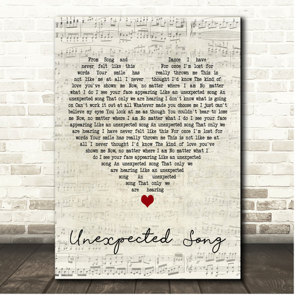Andrew Lloyd Webber and Sarah Brightman Unexpected Song Script Heart Song Lyric Print