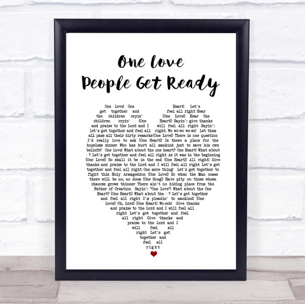 One Love People Get Ready Bob Marley Heart Song Lyric Music Wall Art Print