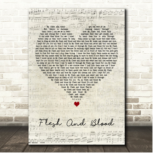 Jimmy Barnes Flesh And Blood Script Heart Song Lyric Print