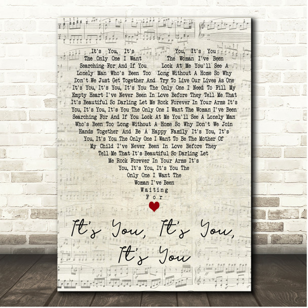 Joe Dolan Its You, Its You, Its You Script Heart Song Lyric Print