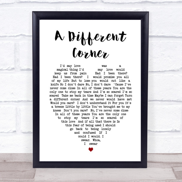 George Michael A Different Corner Heart Song Lyric Music Wall Art Print