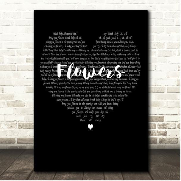Sweet Female Attitude Flowers Simple Heart Black & White Song Lyric Print