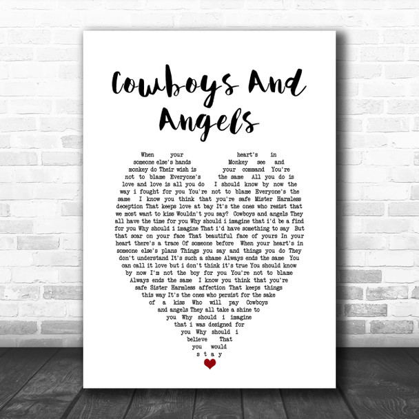 George Michael Cowboys And Angels Heart Song Lyric Music Wall Art Print