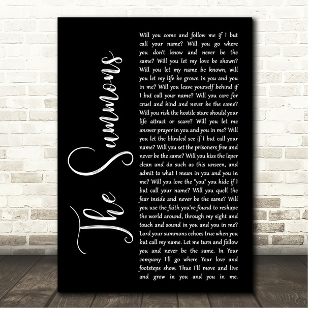 Christan Hymnal The Summons Black Script Song Lyric Print