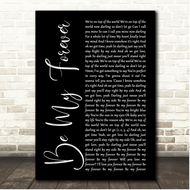 Christina Perri Be My Forever Black Script Song Lyric Print