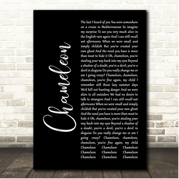 Elton John Chameleon Black Script Song Lyric Print