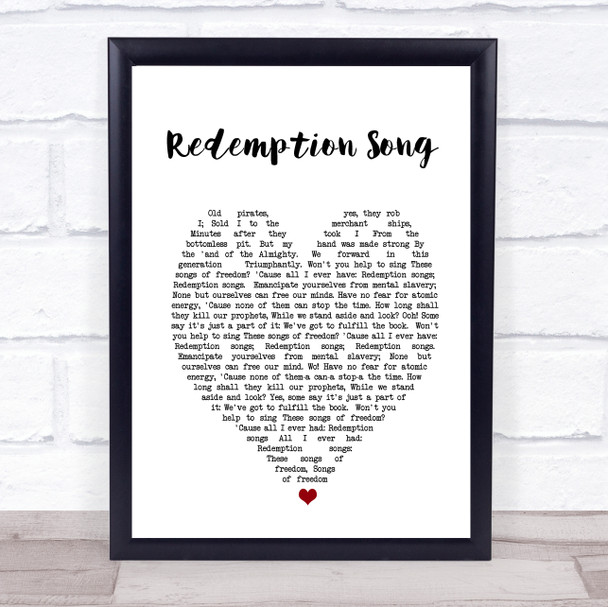 Redemption Song Bob Marley Heart Song Lyric Music Wall Art Print