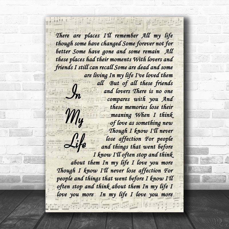The Beatles In My Life Song Lyric Music Wall Art Print - Song Lyric Designs