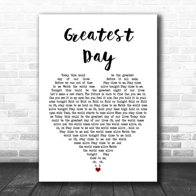 TAKE THAT Greatest Day Music Love Song Lyrics Wall Art 