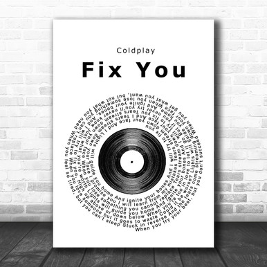 Coldplay Fix You Song Lyric Quote Print 