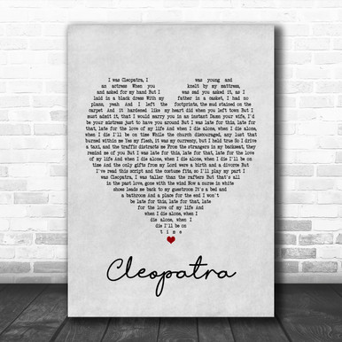 The Lumineers Cleopatra Grey Heart Song Lyric Poster Print - Song Lyric Designs The Lumineers Cleopatra Grey Heart Song Lyric Poster Print - Song Lyric Designs