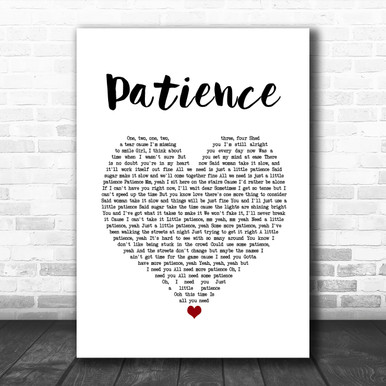 Patience by Guns n' Roses - Song Lyric Poster Illustration - 8x10 White  Matted Print