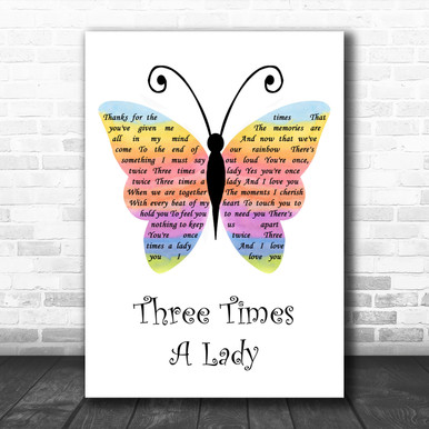 Lionel Richie Three Times A Lady Rainbow Butterfly Song Lyric Quote Music Print Song Lyric Designs