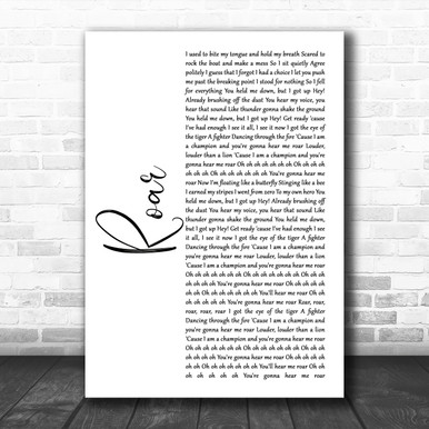 Katy Perry Roar White Heart Song Lyric Quote Music Poster Print