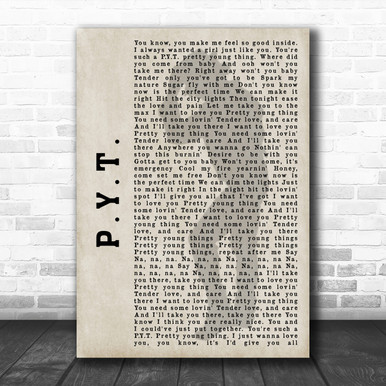 Michael Jackson Pyt Shadow Song Lyric Music Wall Art Print Song Lyric Designs