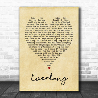 Foo Fighters 'everlong' Lyrics Rock Music Wall Art 