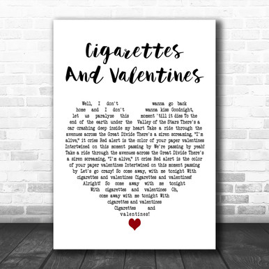cigarettes and valentines Green Day Cigarettes and Valentines White Heart Decorative Wall Art Gift  Song Lyric Print