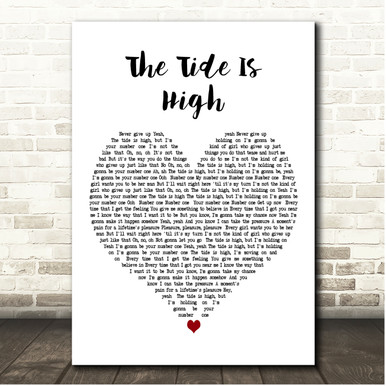 Atomic Kitten The Tide Is High Vintage Heart Song Lyric Print - Song Lyric  Designs