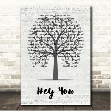 Pink Floyd Script Pink Floyd Hey You Music Script Tree Song Lyric Print - Song Lyric Designs
