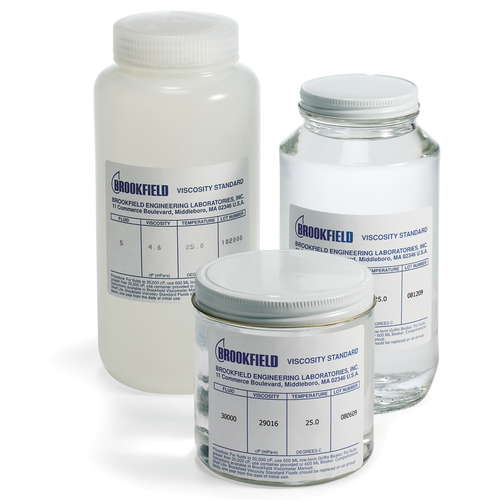 The fluids are stored in glass bottles. High-Temperature silicone standards supplied in ½ liter (1 pint) glass jars complete with a certificate of calibration