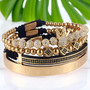 Stilvolles Herren Armband-Set in Gold – 4-teilig mit funkelnden Zirkonia, Krone und hochwertigem Edelstahl-Design, perfektes Accessoire für einen souveränen Auftritt.