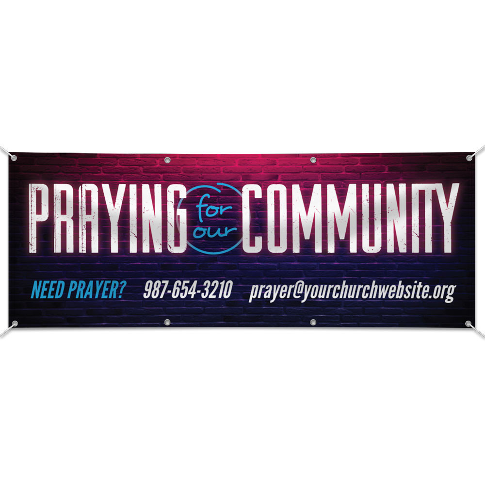 Customizable Outdoor Vinyl Banner - Brick - Praying For Our Community