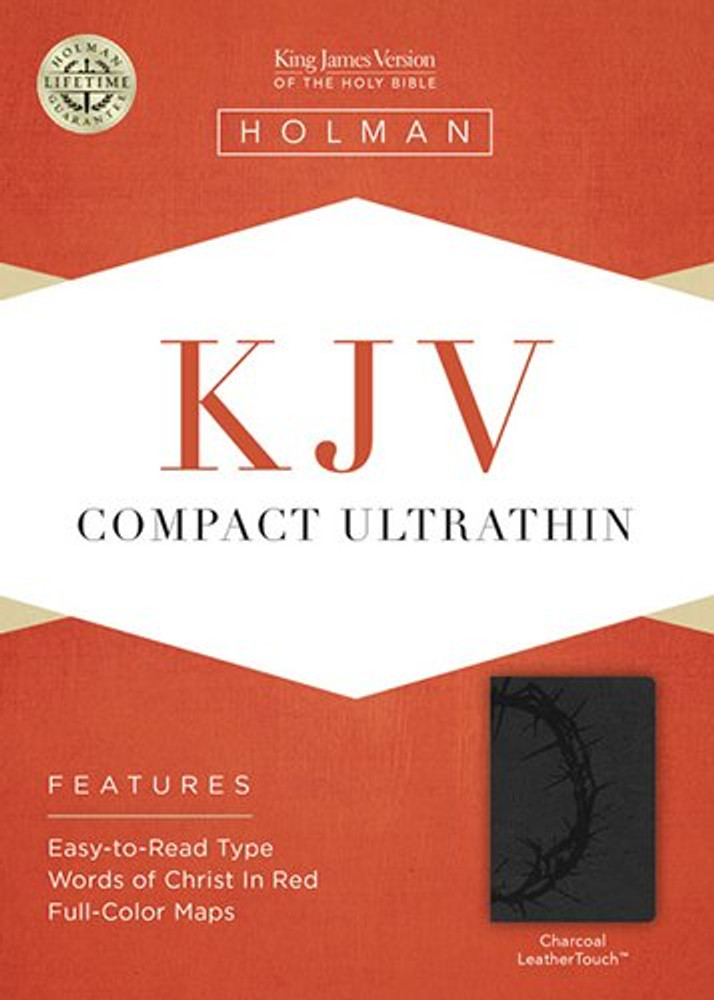 KJV Compact Ultrathin Bible, Charcoal LeatherTouch