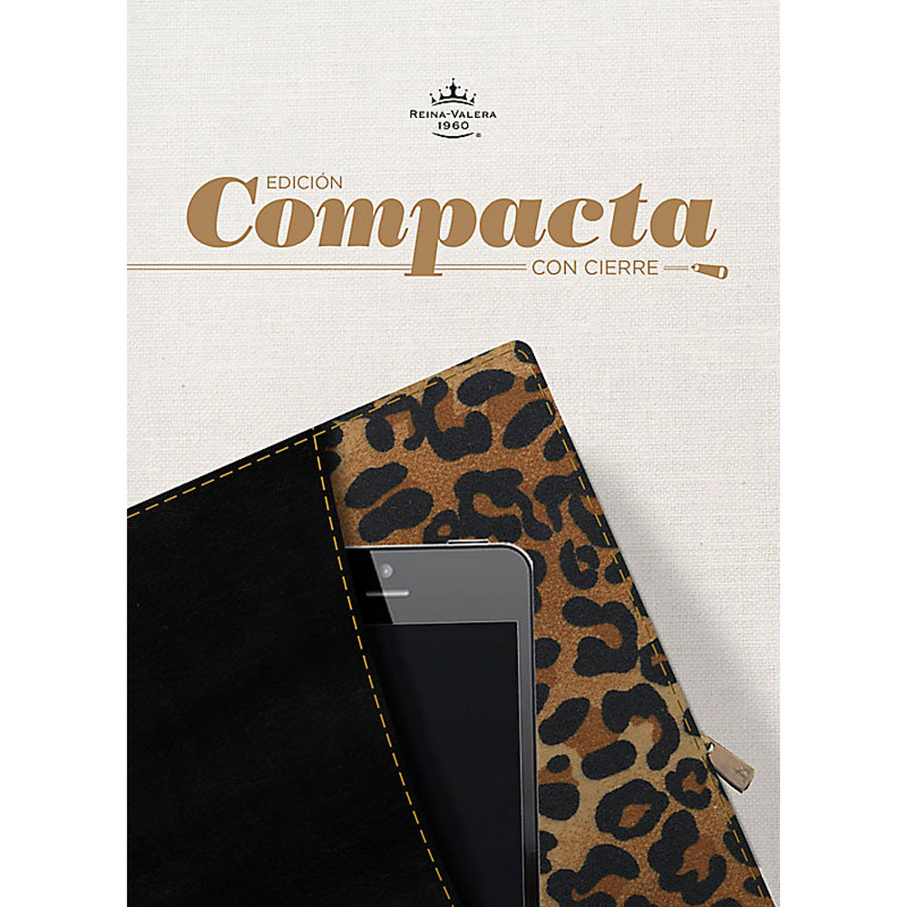 RVR 1960 Biblia, Edici&oacute;n Compacta con cierre, negro/leopardo simil piel