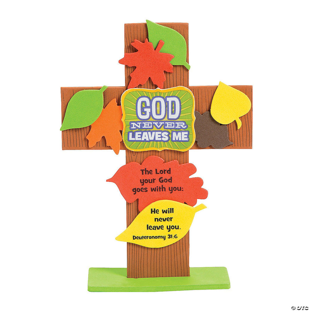 God Never Leaves Me Cross Stand Up Craft Kit (Pack of 12)
