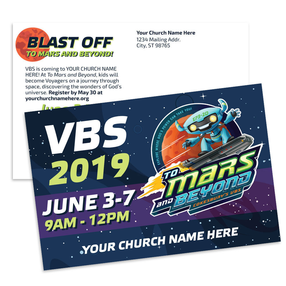 Customizable VBS Postcards - To Mars and Beyond