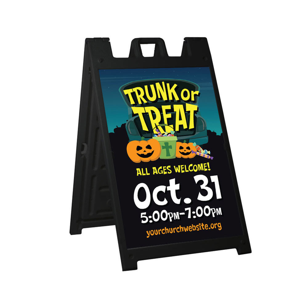 Evening Trunk Or Treat - Deluxe A-Frame Sandwich Board Street Signs (24"x36") - Black