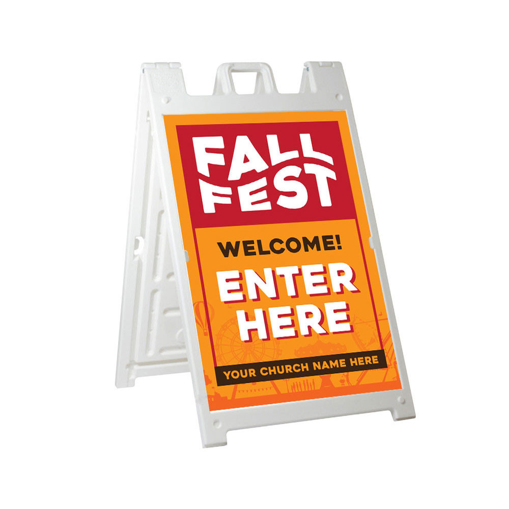 Orange Carnival Fall Fest Welcome - Deluxe A-Frame Sandwich Board Street Signs (24"x36")