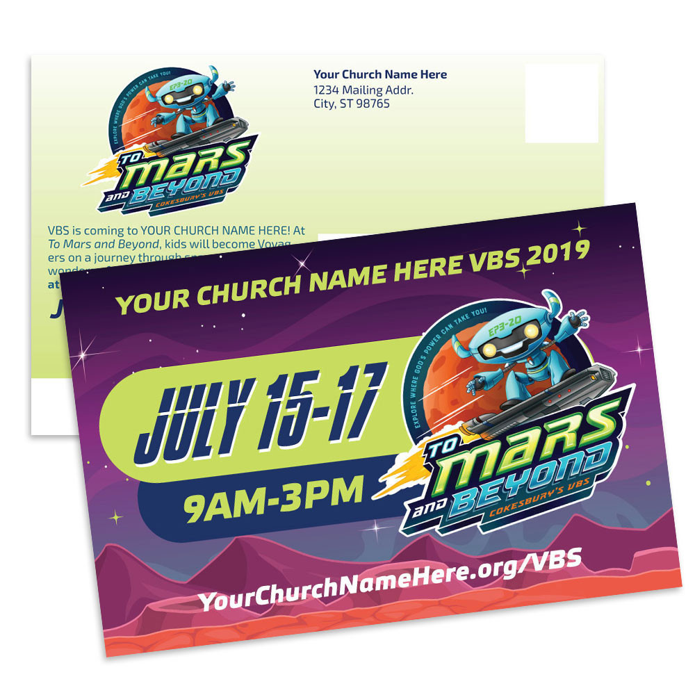 Customizable VBS Postcards - To Mars and Beyond -  PC91017