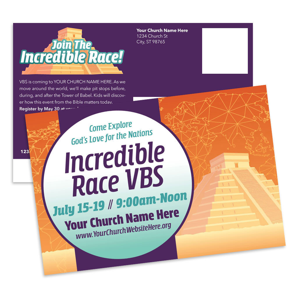 Customizable VBS Postcards - Incredible Race -  PC91022
