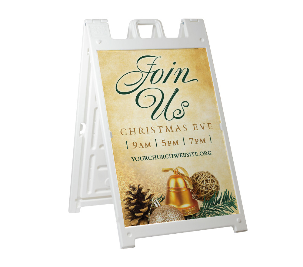 Christmas - God With Us - Deluxe A-Frame Sandwich Board Street Signs (24"x36") - White Frame