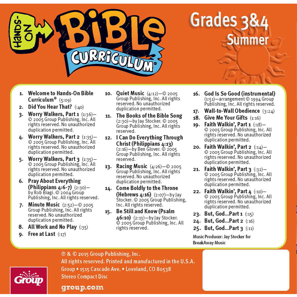 Hands-On Bible Curriculum Grades 3&4 CD - Summer 2023