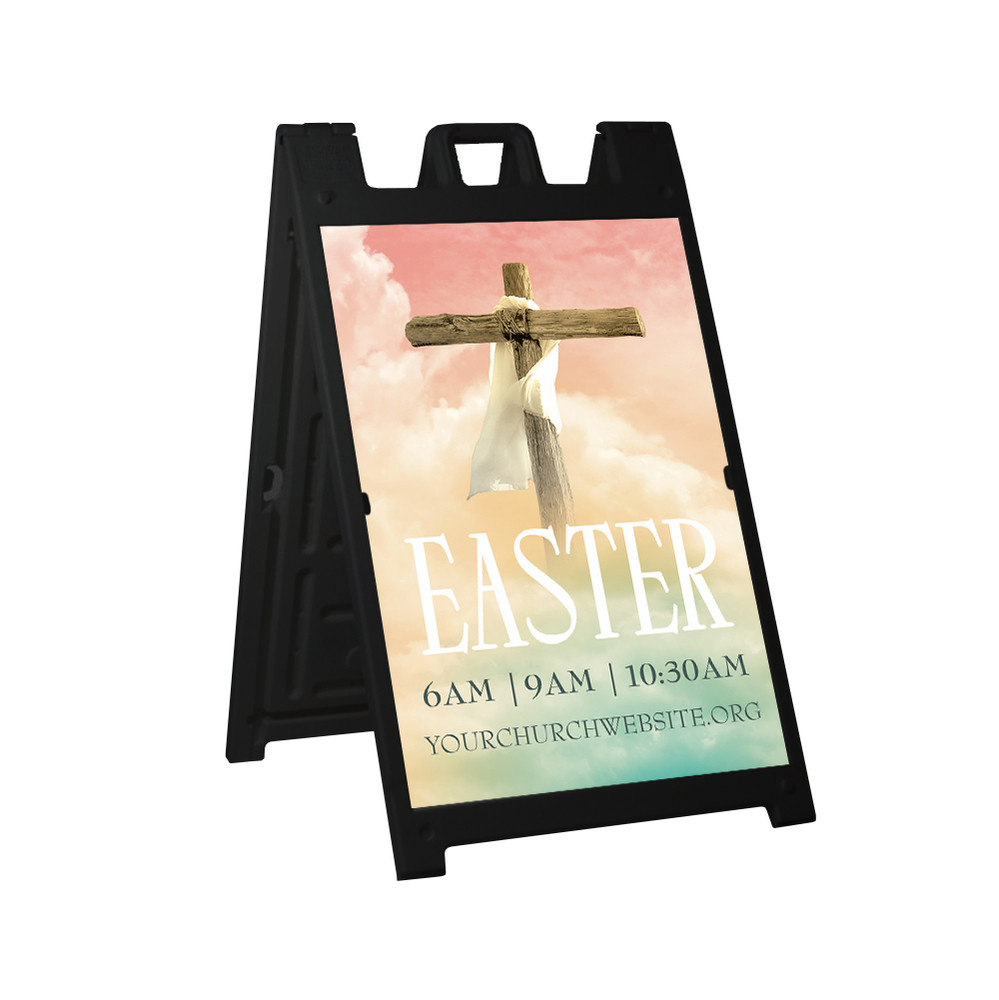 Bright Sky Easter - Deluxe A-Frame Sandwich Board Street Signs (24"x36") Black Frame