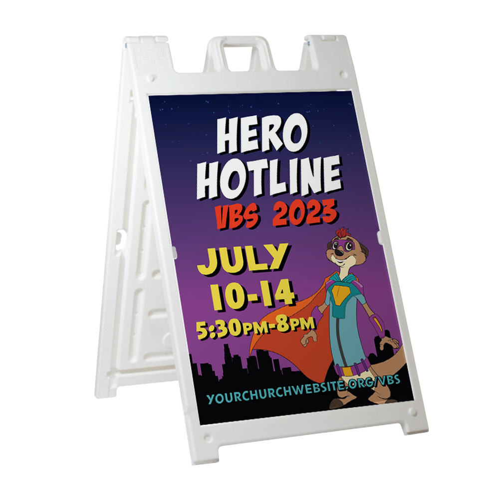 Deluxe A-Frame Sandwich Board Street Signs (24"x36") - Hero Hotline VBS - AFHER002